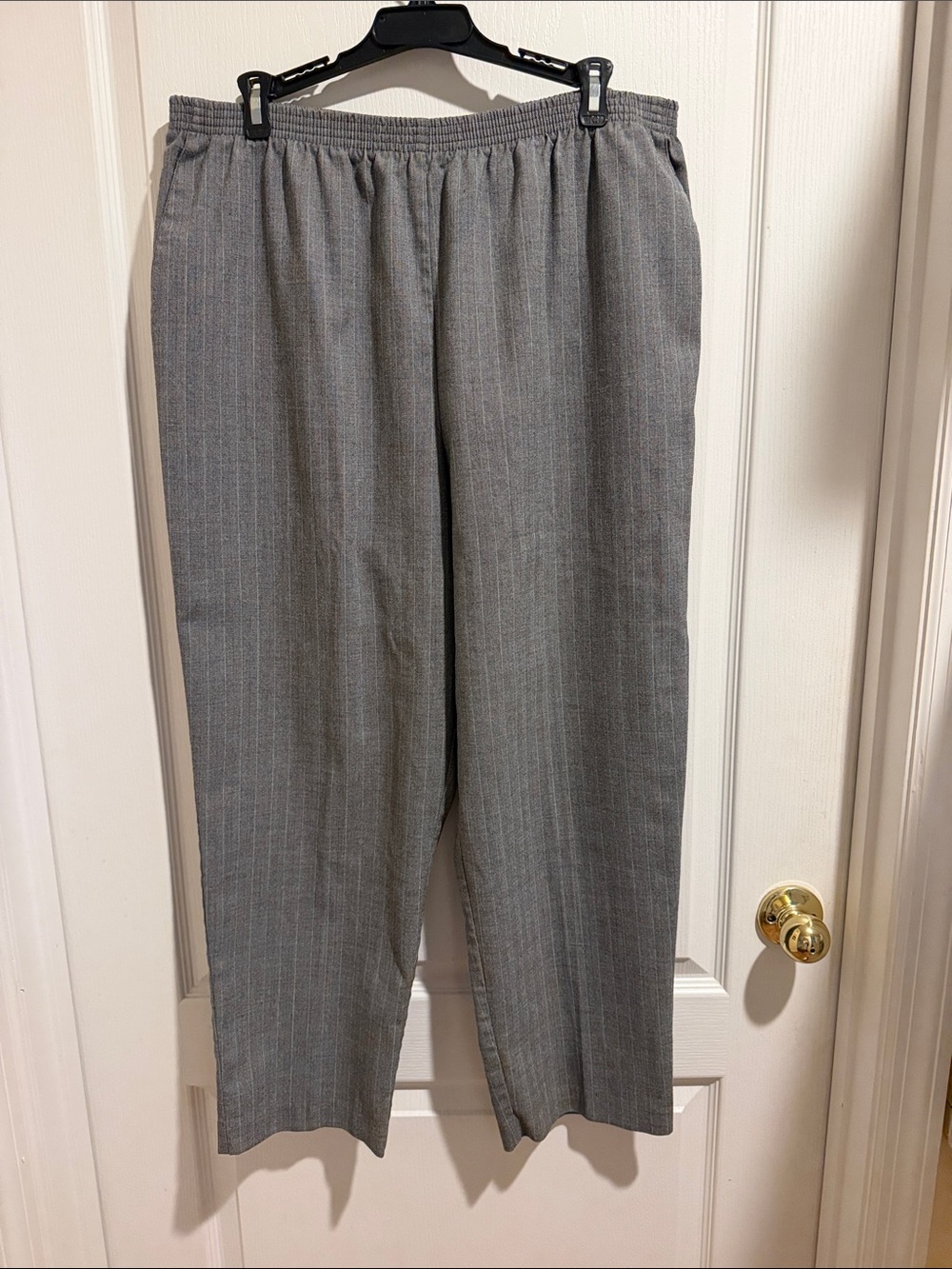 Alfred Dunner Gray Pinstripe Pull-On Dress Pants